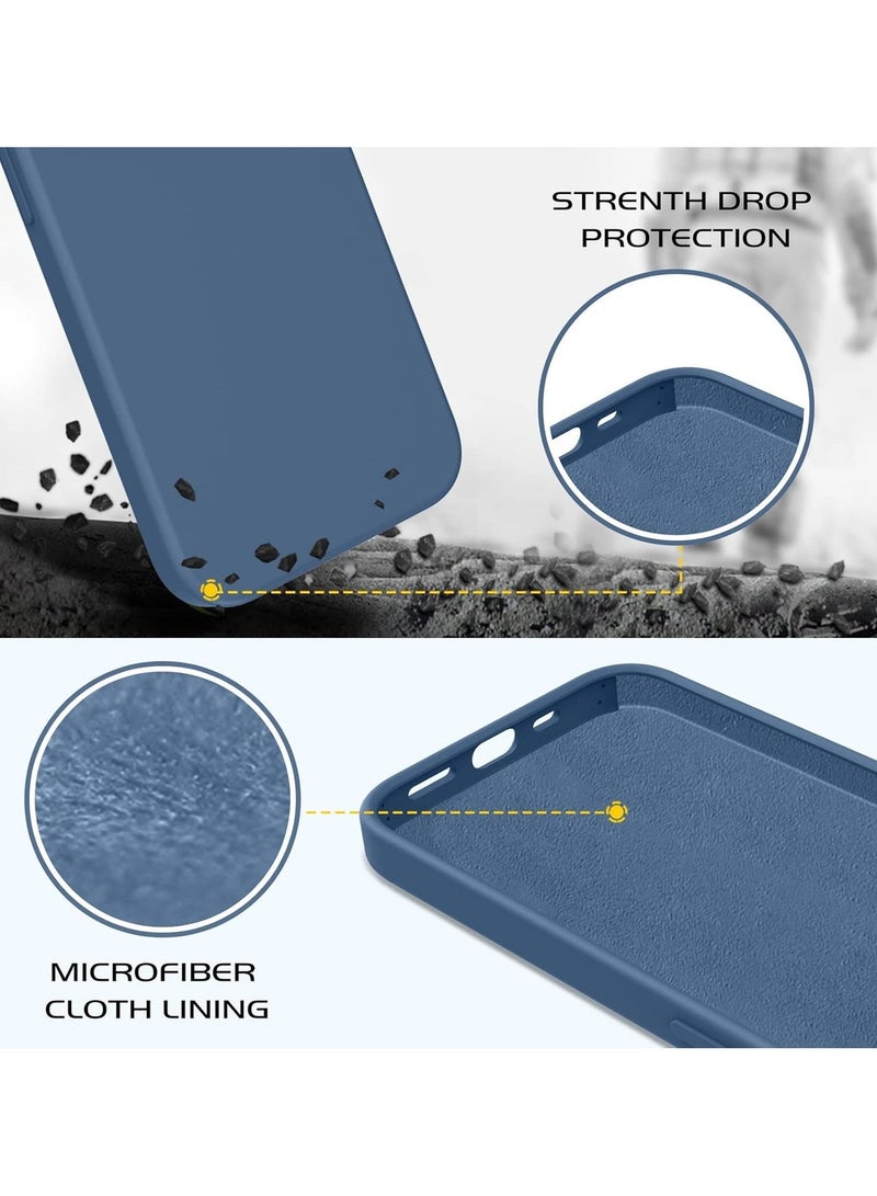 أكاليكس جراب سيليكون سائل فاخر لهاتفي آيفون 13 وآيفون 14، تصميم نحيف، ملمس ناعم مع بطانة من الألياف الدقيقة وحماية معززة للكاميرا - متين ومقاوم لبصمات الأصابع | أزرق - Image 2