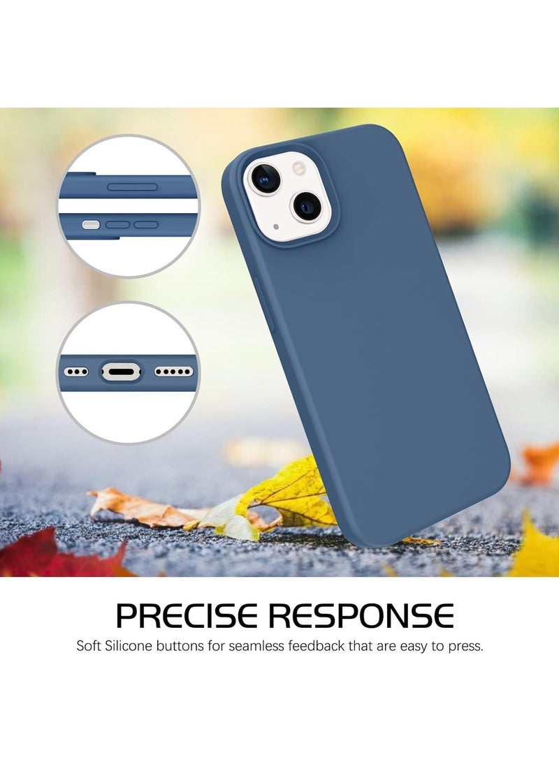 أكاليكس جراب سيليكون سائل فاخر لهاتفي آيفون 13 وآيفون 14، تصميم نحيف، ملمس ناعم مع بطانة من الألياف الدقيقة وحماية معززة للكاميرا - متين ومقاوم لبصمات الأصابع | أزرق - Image 3