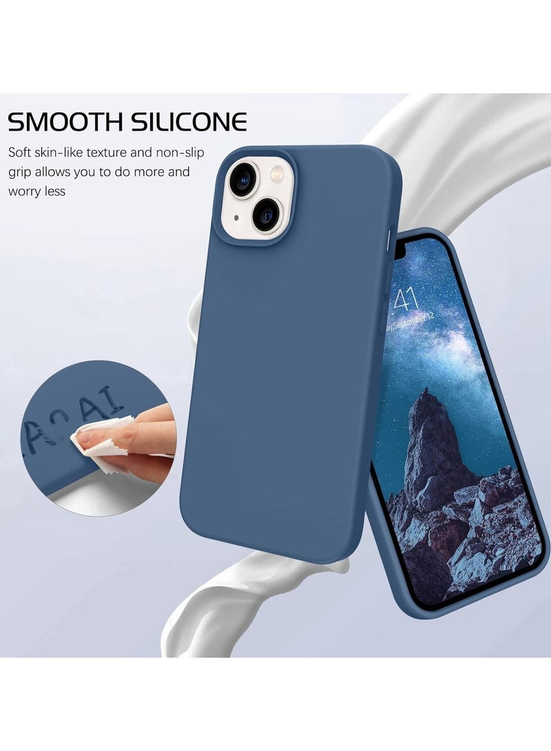 أكاليكس جراب سيليكون سائل فاخر لهاتفي آيفون 13 وآيفون 14، تصميم نحيف، ملمس ناعم مع بطانة من الألياف الدقيقة وحماية معززة للكاميرا - متين ومقاوم لبصمات الأصابع | أزرق - Image 4