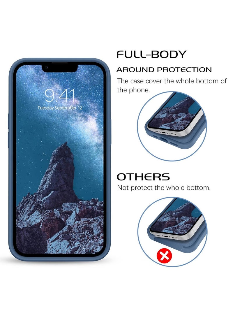 أكاليكس جراب سيليكون سائل فاخر لهاتفي آيفون 13 وآيفون 14، تصميم نحيف، ملمس ناعم مع بطانة من الألياف الدقيقة وحماية معززة للكاميرا - متين ومقاوم لبصمات الأصابع | أزرق - Image 5