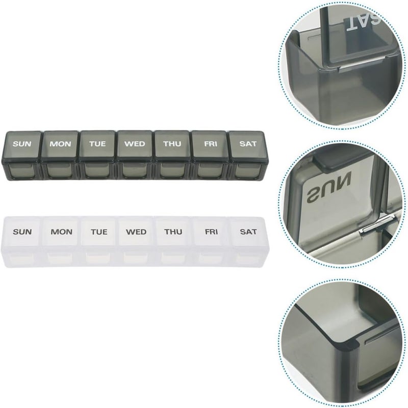 2pcs 7-Day Portable Medicine Storage Case Weekly Pill Organizer with 7 Compartments Travel Medication Holder for Supplements and Pills - Image 5