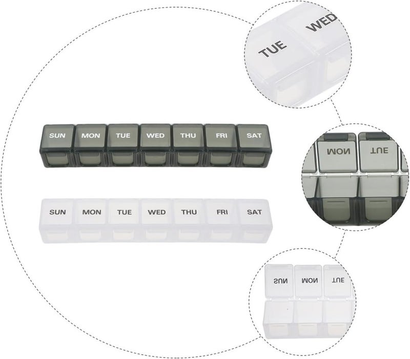 2pcs 7-Day Portable Medicine Storage Case Weekly Pill Organizer with 7 Compartments Travel Medication Holder for Supplements and Pills - Image 3