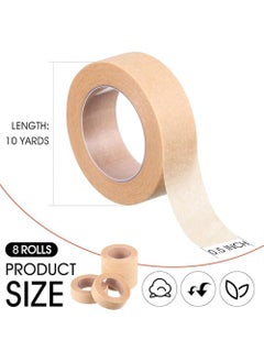 STAUD 8 Rolls Flexible Skin Tape,Kinesiology Straps,Breathable Nose Tape Self Adhesive Gauze Tape for Wound Injuries Swelling Sports, Beige (0.5 in x 10 Yd)  - Image 2