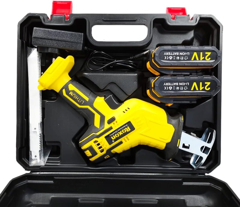R0X0N 21V Premium Reciprocating Saw With 2 Li-Ion Batteries, Charger, And Accessories 28Mm Stroke, Cutting Capacity: 115Mm (Wood), 5Mm (Metal) 2-Year Warranty - Image 1