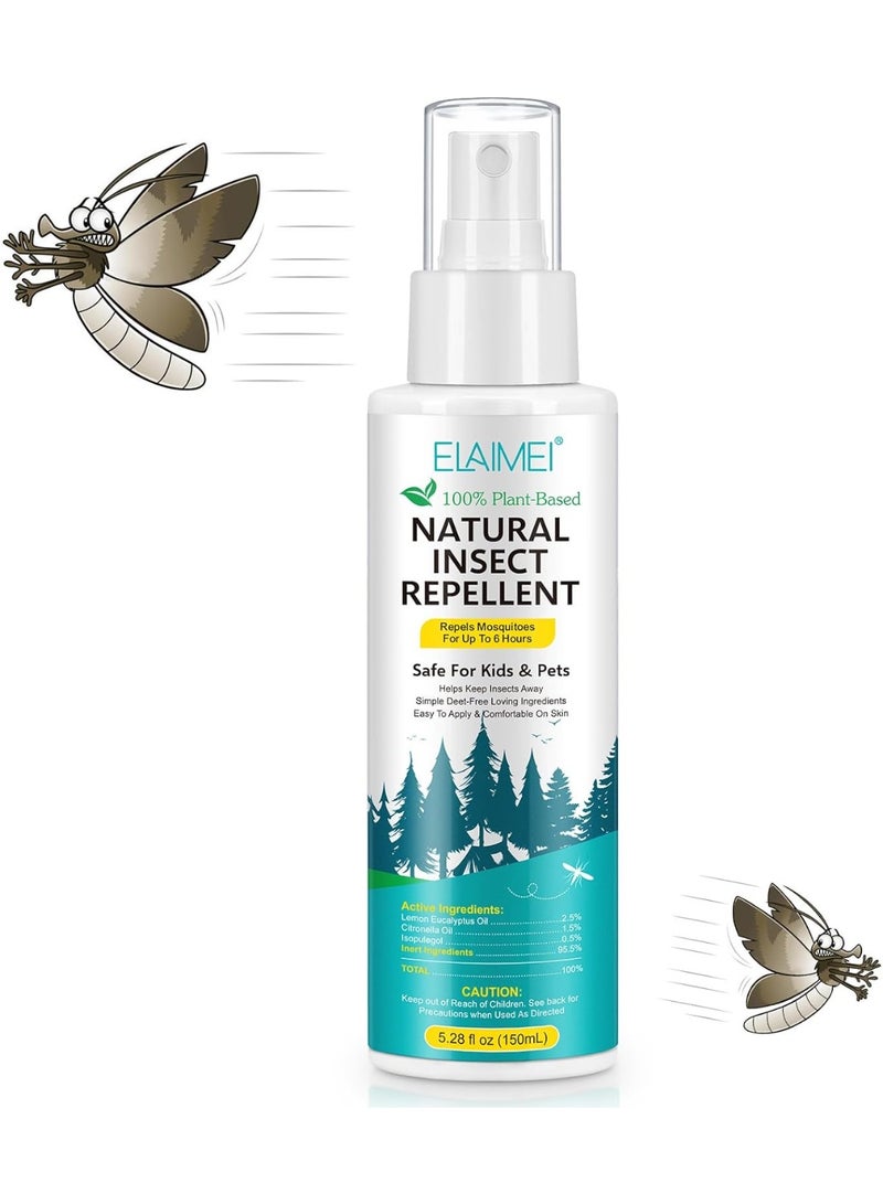Elaimei Insect Repellent Spray Deet-Free, Mosquito Repellent Outdoor & Indoor Plant-Based Safe For Kids & Pets, Up to 6hrs Protection, Suitable for Adults and Kids Over 3 Years and Pets Over 4 Months - Image 1