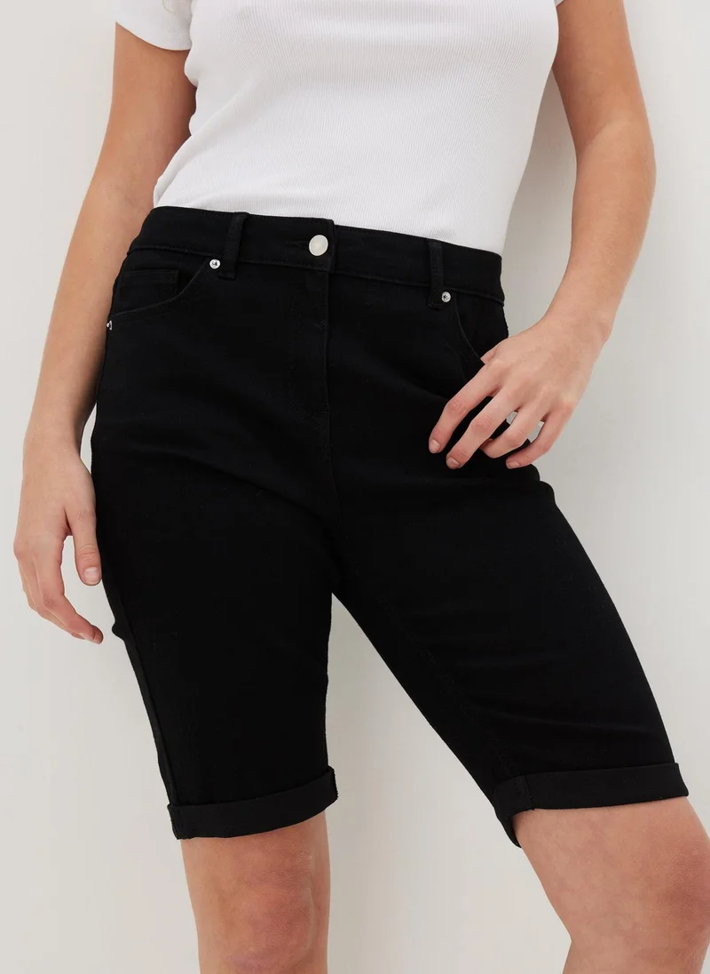 Matalan Black Denim Knee Length Shorts