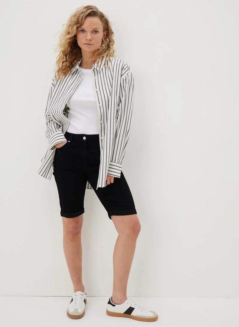 Matalan Black Denim Knee Length Shorts