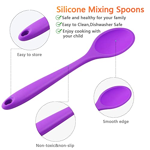 GothaBach 6 Pack 10.8'' Large Silicone Spoons, Heat Resistant Silicone Basting Spoons, Non-Stick Serving Spoon for Mixing, Buttering and Tasting - Image 4