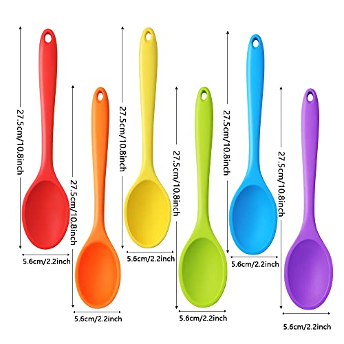 GothaBach 6 Pack 10.8'' Large Silicone Spoons, Heat Resistant Silicone Basting Spoons, Non-Stick Serving Spoon for Mixing, Buttering and Tasting - Image 2