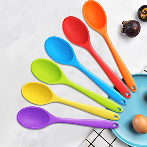 GothaBach 6 Pack 10.8'' Large Silicone Spoons, Heat Resistant Silicone Basting Spoons, Non-Stick Serving Spoon for Mixing, Buttering and Tasting - Image 5