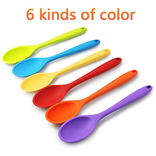 GothaBach 6 Pack 10.8'' Large Silicone Spoons, Heat Resistant Silicone Basting Spoons, Non-Stick Serving Spoon for Mixing, Buttering and Tasting - Image 3