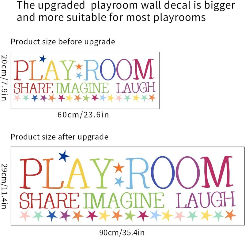 REMASS Playroom Wall Decor Kids Playroom Wall Decals Share Imagine Laugh DIY Wall Stickers for Nursery Playroom Decoration Crazy Orange - Image 2