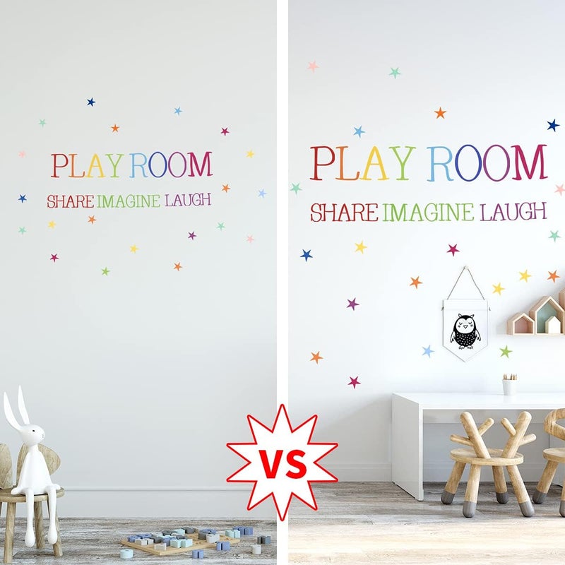 REMASS Playroom Wall Decor Kids Playroom Wall Decals Share Imagine Laugh DIY Wall Stickers for Nursery Playroom Decoration Crazy Orange - Image 5