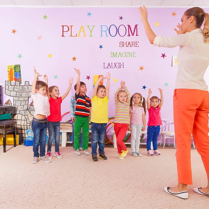 REMASS Playroom Wall Decor Kids Playroom Wall Decals Share Imagine Laugh DIY Wall Stickers for Nursery Playroom Decoration Crazy Orange - Image 3