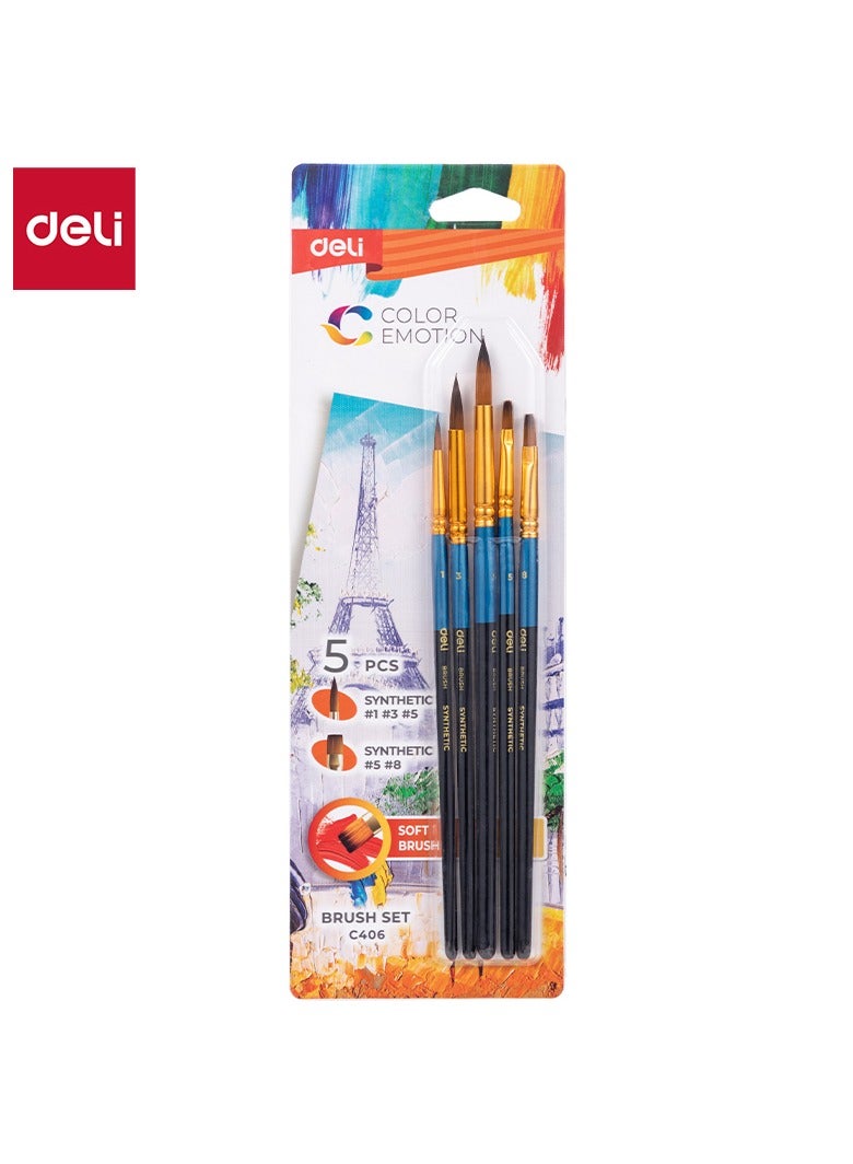 Deli EC406 Brush Set Flat Bristle Hair – Ideal for Acrylic and Oil Painting - Image 1