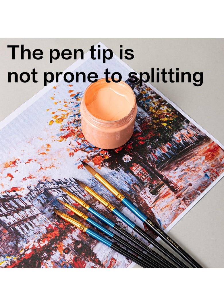 Deli EC406 Brush Set Flat Bristle Hair – Ideal for Acrylic and Oil Painting - Image 3