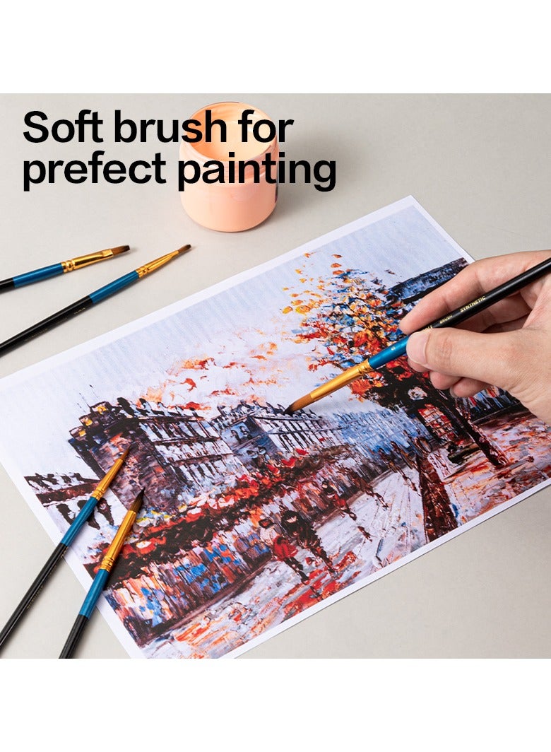 Deli EC406 Brush Set Flat Bristle Hair – Ideal for Acrylic and Oil Painting - Image 2