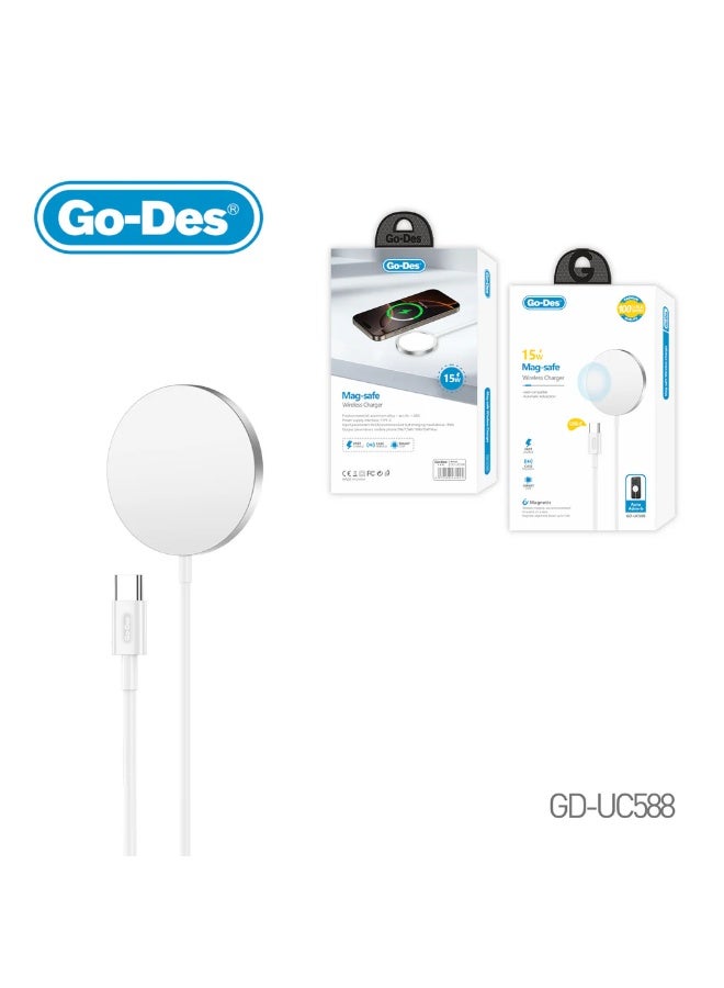 Go-Des 15W Mag-Safe Wireless Charger GD-UC588 – Easy Magnetic Charging - Image 1