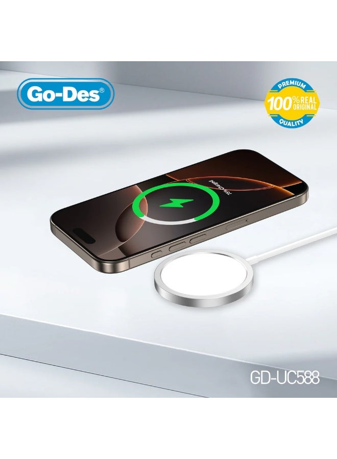 Go-Des 15W Mag-Safe Wireless Charger GD-UC588 – Easy Magnetic Charging - Image 2