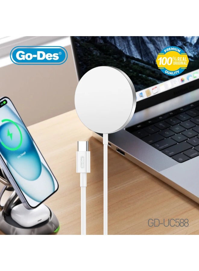 Go-Des 15W Mag-Safe Wireless Charger GD-UC588 – Easy Magnetic Charging - Image 3