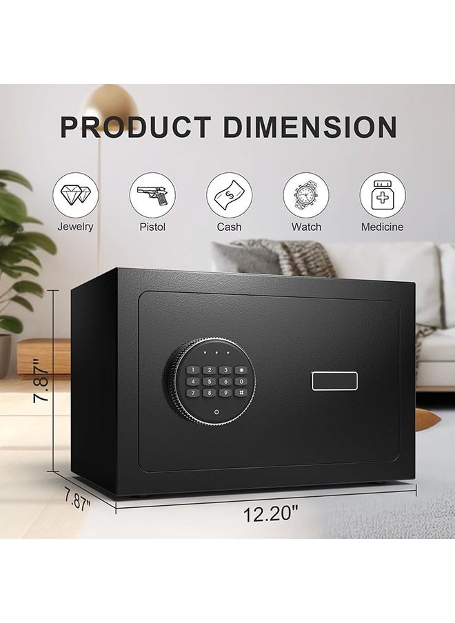 Arabest Mini Security Safe Box with Electronic Keypad Lock and Physical Key for Storing Jewelry Passport Watch Cash for Home/Office/Hotel (Black)  - Image 2