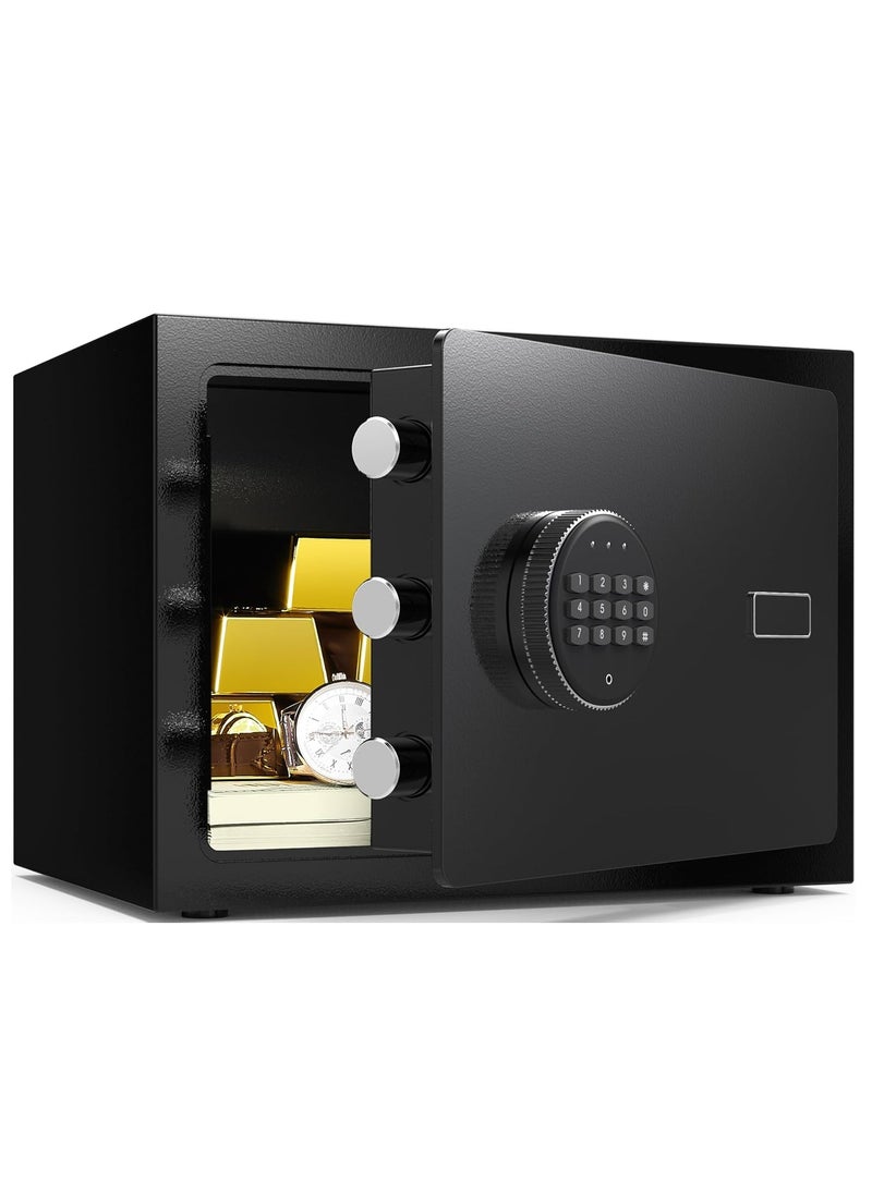 Arabest Mini Security Safe Box with Electronic Keypad Lock and Physical Key for Storing Jewelry Passport Watch Cash for Home/Office/Hotel (Black)  - Image 1