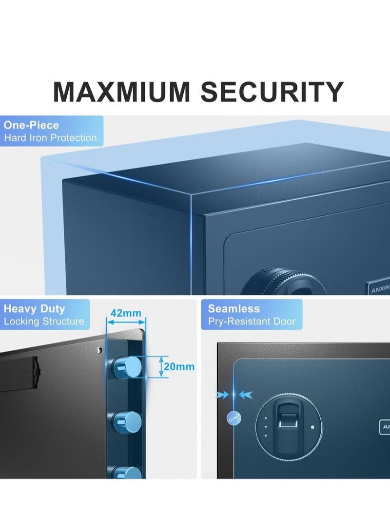 Arabest Mini Security Safe Box with Electronic Keypad Lock and Physical Key,3 Way to Unlock,35L Large Capcity Safe Box for Storing Jewelry Passport Watch Cash for Home/Office/Hotel,12.2"x7.87" (Black) - Image 5