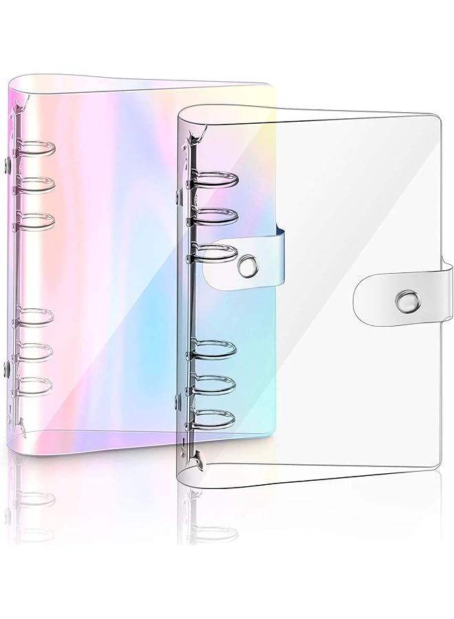 erorex 2 Pcs A5 Rainbow Soft Pvc Notebook Binder Refillable Paper Pvc Binder Loose Leaf Personal Planner Binder Clear Soft Pvc Notebook Cover  - Image 1