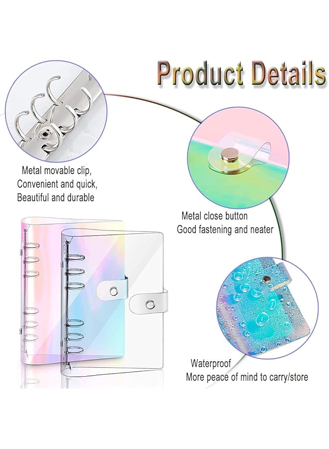 erorex 2 Pcs A5 Rainbow Soft Pvc Notebook Binder Refillable Paper Pvc Binder Loose Leaf Personal Planner Binder Clear Soft Pvc Notebook Cover  - Image 5