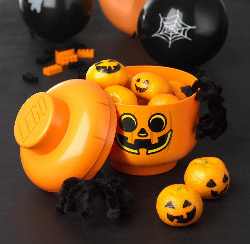 Room Copenhagen, LEGO Storage Heads Stackable Storage Container - Buildable Organizational Bins for Kid’s Toys and Accessories - 6.30 x 6.30 x 7.28in - Small, Pumpkin, Holds 250 Bricks - Image 4