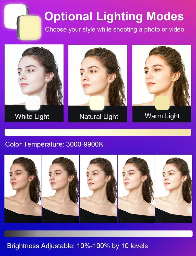 Cason Selfie Light for Mobile - Dimmable 3000-9900K Ring Light for Phone, Rechargeable LED Camera Light for Video Shooting, Laptop Light for Video Conferences (White, Warm Light) - Image 4