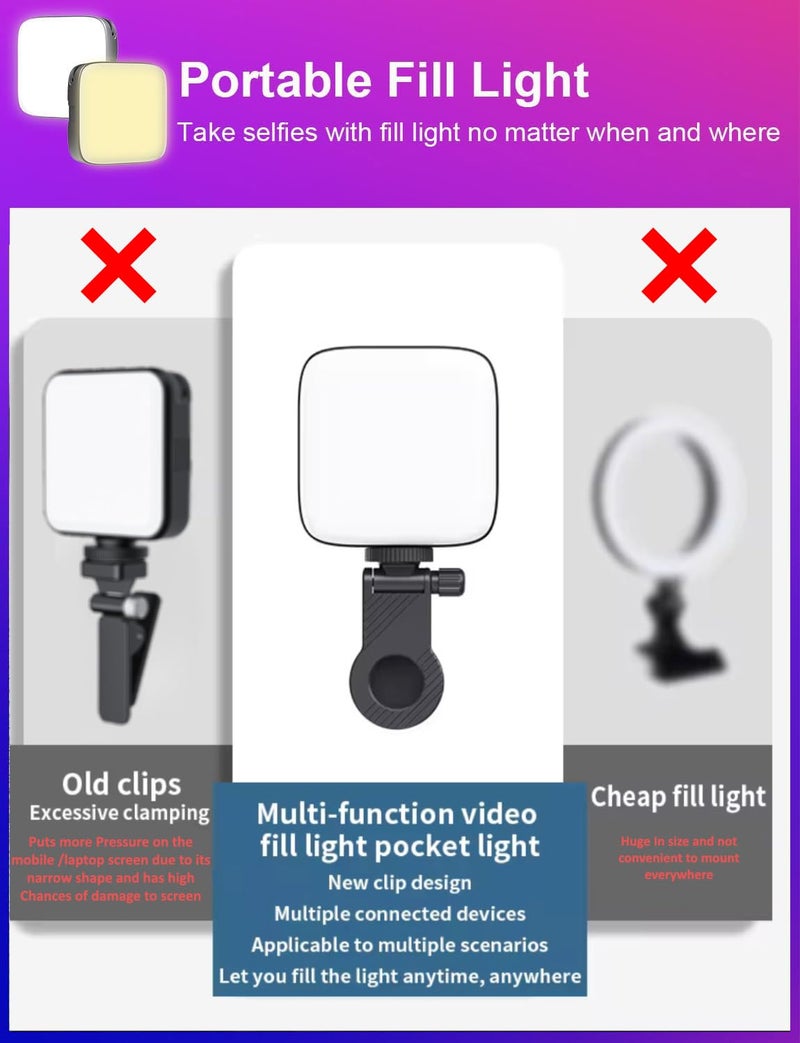 Cason Selfie Light for Mobile - Dimmable 3000-9900K Ring Light for Phone, Rechargeable LED Camera Light for Video Shooting, Laptop Light for Video Conferences (White, Warm Light) - Image 2