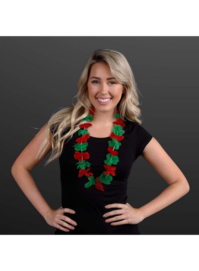 FlashingBlinkyLights Set of 12 Non-Light-Up Christmas Leis Hawaiian Flower Necklace - Image 2
