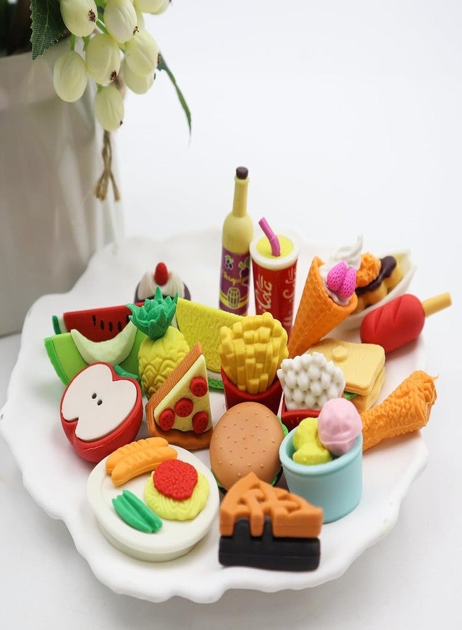 Zevion Mini Food Shape Erasers Set with Transparent Storage Boxes, Multi Colour Small Erasers for Pencil Erasing, Fruit Snack Dessert Design Stationery for School Use and Writing Activities (Pack of 1) - Image 4
