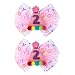 Suohheh Birthday Hair Bow for Baby Girls 1 2 3 4 5 6 Year Old Sprinkle Hair Clips Happy Birthday Decorations for Girls Toddlers With PomPoms Ice Cream Candy Party Pink Hair Accessories for 2nd Sweet Party - Image 2