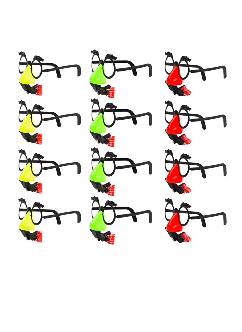 SYOSI - 12 Pcs Funny Props Nose Mustache Glasses, with Big Nose Eyebrows and Mustache, Disguise Glasses, Suitable for Parties, Funny Photos, Random Color - Image 1
