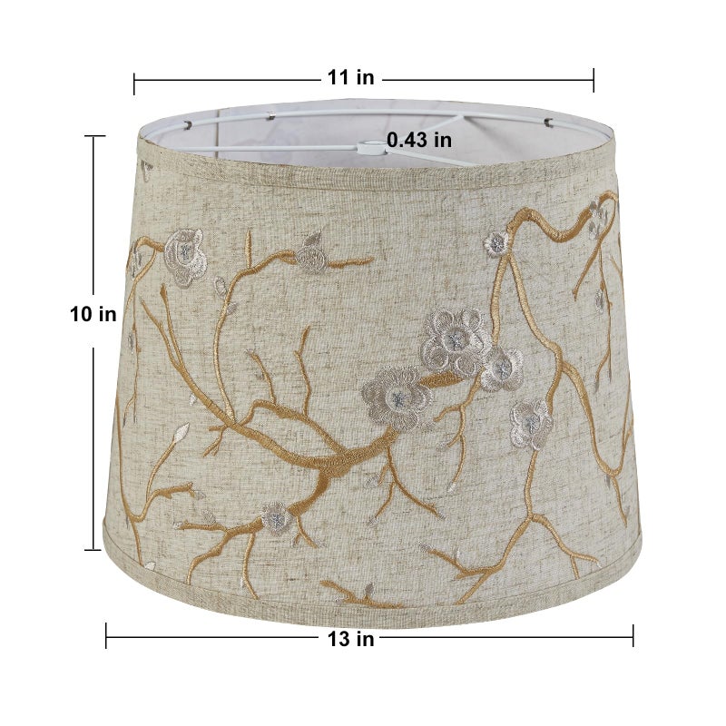 Luvkczc Lampshades Set of 2 for Table Floor Lamp, Lampshades with with Flower Design, 12.7" Top x 12.7" Bottom x 10" High, Natural Linen Hand Crafted, Lamp Shade Harp Holder Included - Image 3