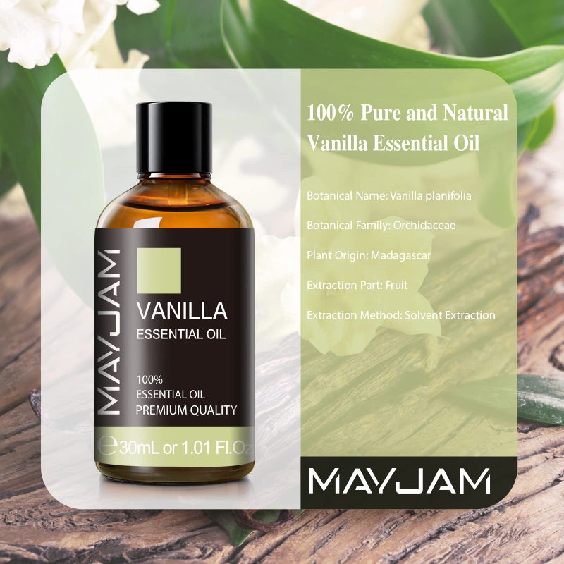MAYJAM Vanilla Essential Oil 30ml/1.01fl.oz, MAYJAM Premium Vanilla Oils for Aromatherapy, Diffuser, Soap Making, Candle Making, Long Lasting Scents - Image 3