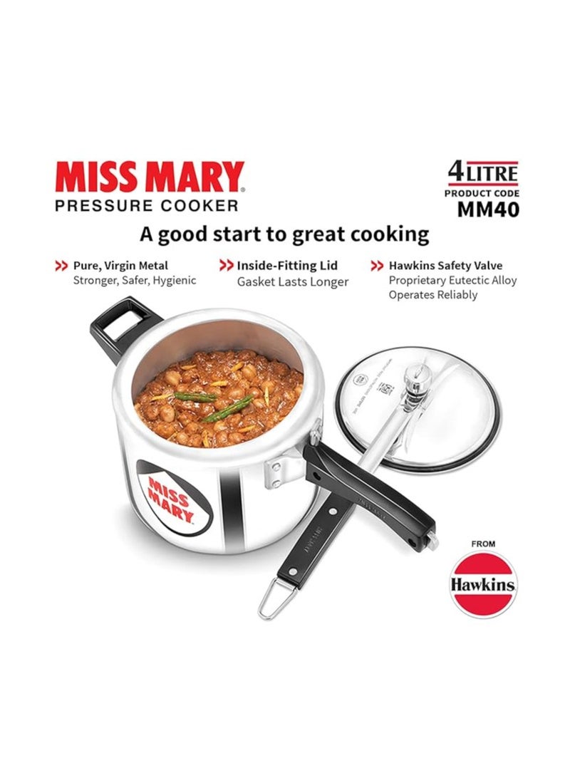 Hawkins Hawkins Aluminium 4 Litre Miss Mary Pressure Cooker, Inner Lid Cooker, Silver (Mm40)  - Image 3