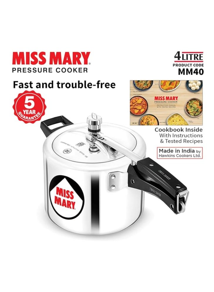 Hawkins Hawkins Aluminium 4 Litre Miss Mary Pressure Cooker, Inner Lid Cooker, Silver (Mm40)  - Image 4
