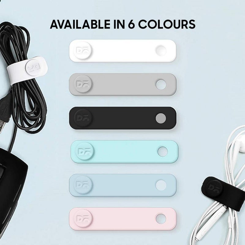 Daily Objects Wrap-Lock Strip Cable Bind for Cables/Chords/Wires | Wire Winder, Headphones Holder, Mini Clip Organiser | Made of non-deformable silicone | For Office and Travel Use - Set of 6 - Image 5