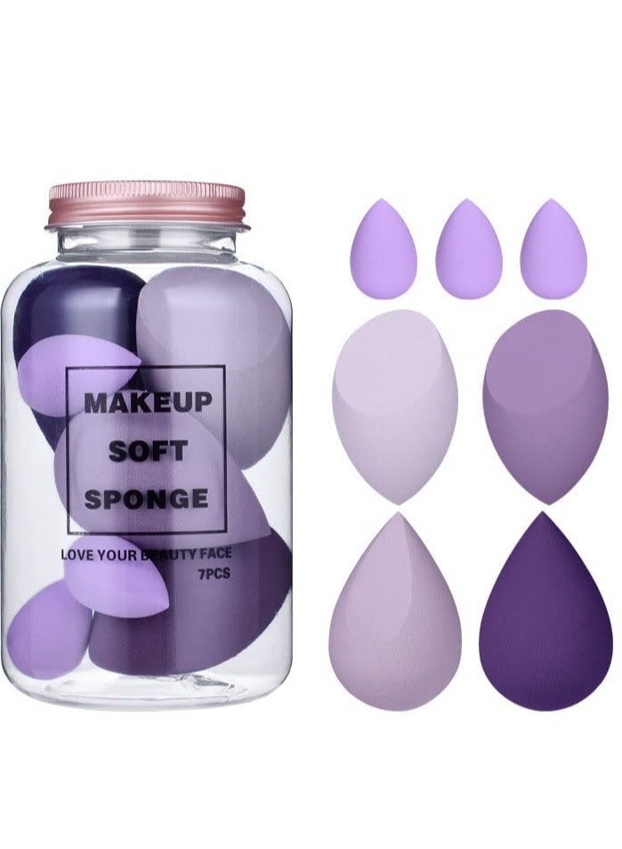 هدى كراش مجموعة بيوتي بلندر مكونة من 7 قطع إسفنجة مكياج متعددة الألوان خالية من اللاتكس، مكياج رطب وجاف لكريمات الأساس السائل والمساحيق، تتضمن 4 إسفنجة كبيرة و3 إسفنجة صغيرة في وعاء لطيف - Image 1