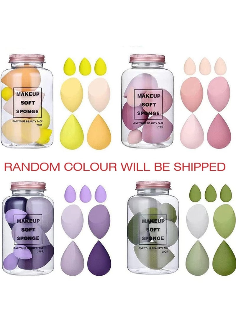 هدى كراش مجموعة بيوتي بلندر مكونة من 7 قطع إسفنجة مكياج متعددة الألوان خالية من اللاتكس، مكياج رطب وجاف لكريمات الأساس السائل والمساحيق، تتضمن 4 إسفنجة كبيرة و3 إسفنجة صغيرة في وعاء لطيف - Image 2