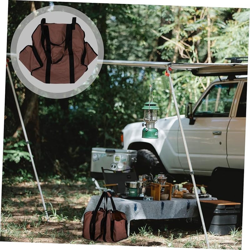 حقيبة تخزين حطب نار من قماش الكانفس البني لحمل وتخزين الحطب في الهواء الطلق أثناء التخييم - Image 5