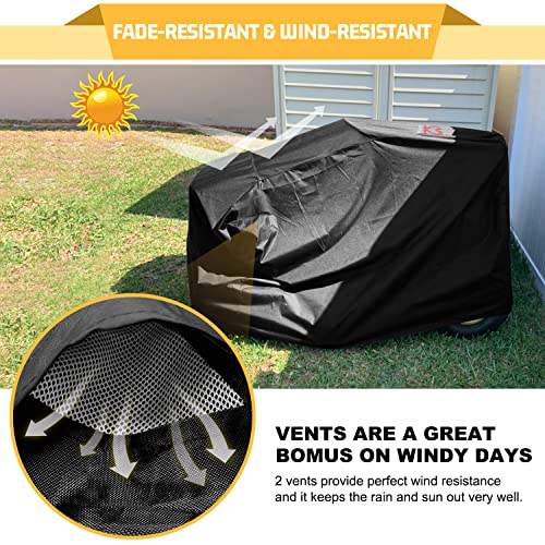 2win2buy Riding Lawn Mower Cover, Heavy Duty Waterproof Polyester 600D Oxford Tractor Cover UV & Dust & Water Resistant, Universal Fit Decks up to 54" with Elastic Cord & Storage Bag (Black) - Image 4