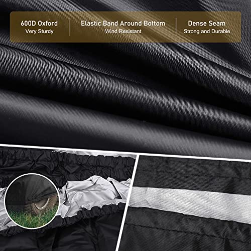 2win2buy Riding Lawn Mower Cover, Heavy Duty Waterproof Polyester 600D Oxford Tractor Cover UV & Dust & Water Resistant, Universal Fit Decks up to 54" with Elastic Cord & Storage Bag (Black) - Image 3