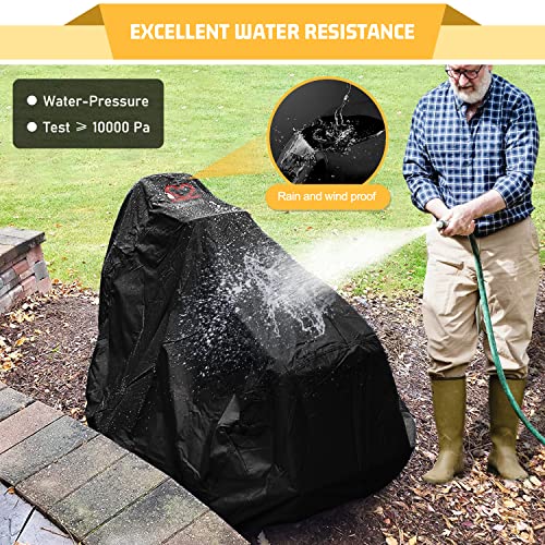 2win2buy Riding Lawn Mower Cover, Heavy Duty Waterproof Polyester 600D Oxford Tractor Cover UV & Dust & Water Resistant, Universal Fit Decks up to 54" with Elastic Cord & Storage Bag (Black) - Image 2