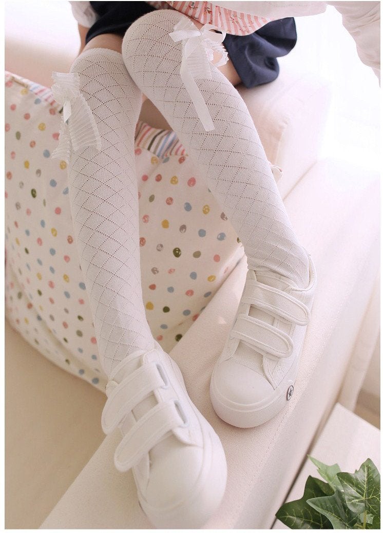 Toptim 4 Pairs Girl's Knee High Socks Over Calf Kids Overknee Stockings 2-8T - Image 5