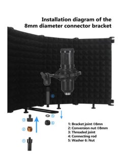SHOPI Microphone Isolation Shield, 3-Panel Pop Filter, High Density Absorbent Foam Front & Vented Metal Back Plate, Compatible with Blue Yeti and Any Condenser Microphone Recording Equipment  - Image 2