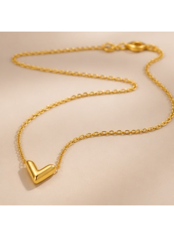 18K Gold Plated Minimalist V-Shaped Pendant Necklace for Women - High Polish Finish - Image 3